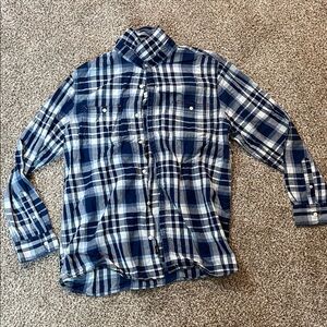 🩵Flannel Lee Blue and White Checkered Shirt
